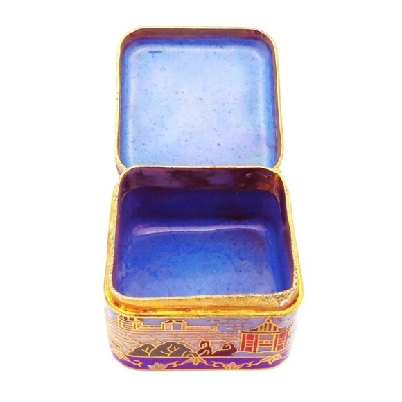Vintage Oriental Chinese Geisha Cloissone Enamel Pill Trinket Box - Picture 3 of 8